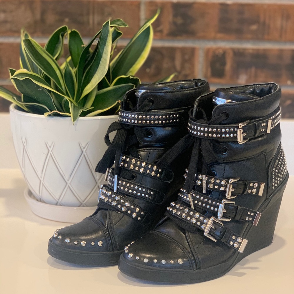 Michael Kors Studded Wedge Grayson Black Bootie